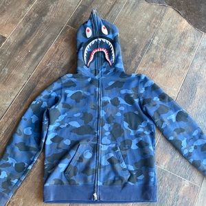 Bape A Bathing Ape OG blue Camo Shark Hoodie